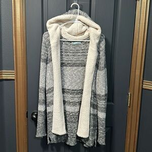 Sherpa lined knitted open cardigan